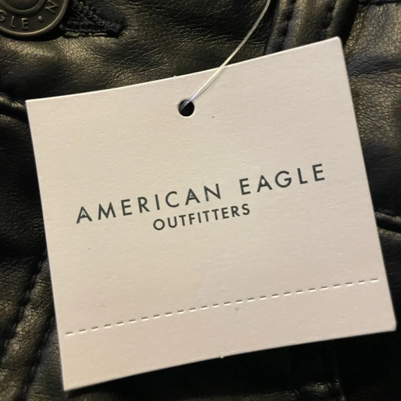 Sz US 10 short AE stretch vegan leather super high waisted straight pant black - Picture 10 of 10